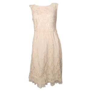 Romy Dress Womens Size L Large Off White Lace Overlay Sleeveless Side Zip